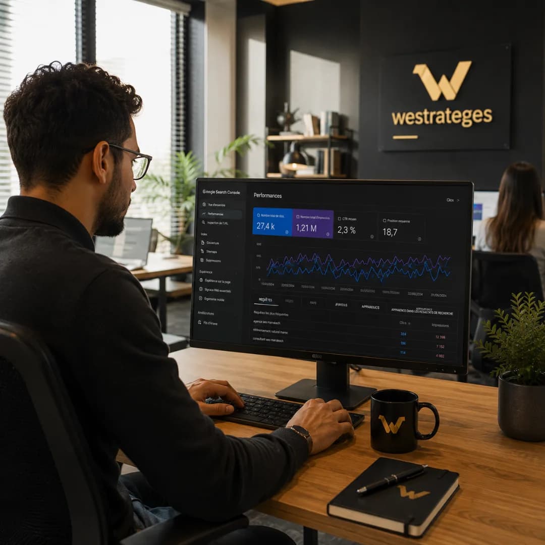 Référencement naturel SEO au Maroc : positions Google et trafic organique suivis par WeStratèges