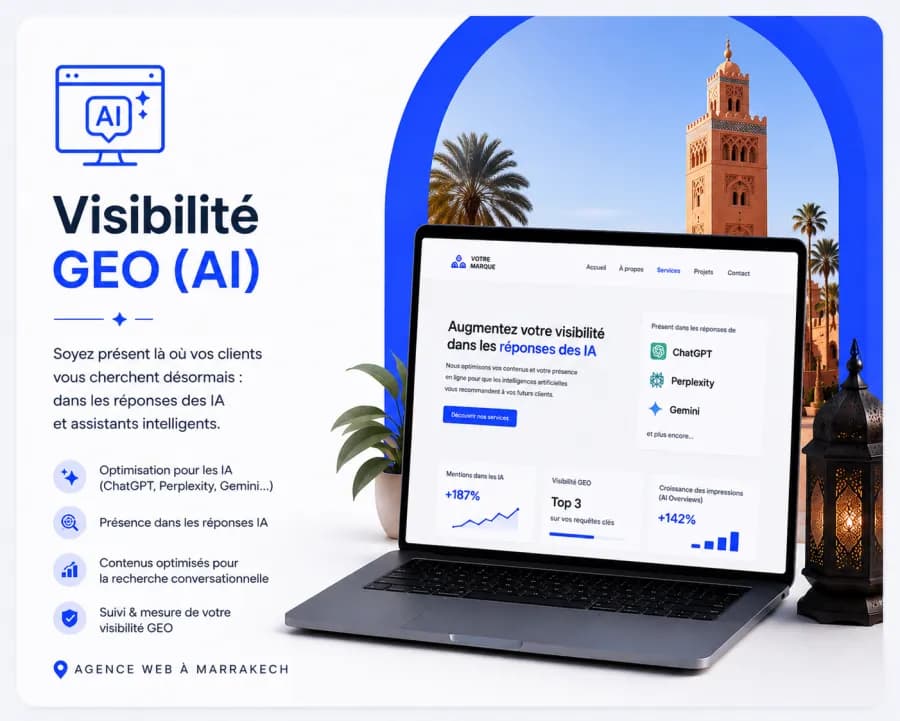 Visibilité dans les intelligences artificielles (GEO) à Marrakech, ChatGPT et Perplexity