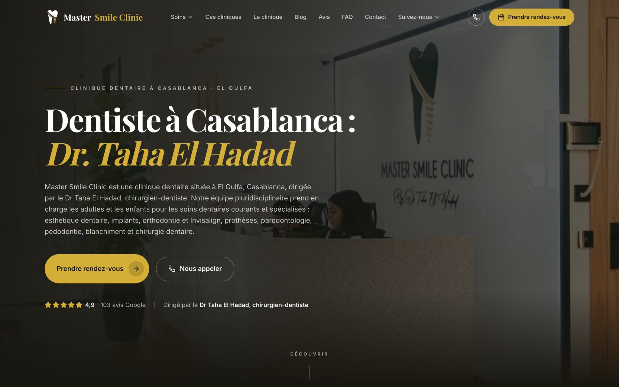 Site de Master Smile Clinic, référencé à Casablanca par WeStratèges