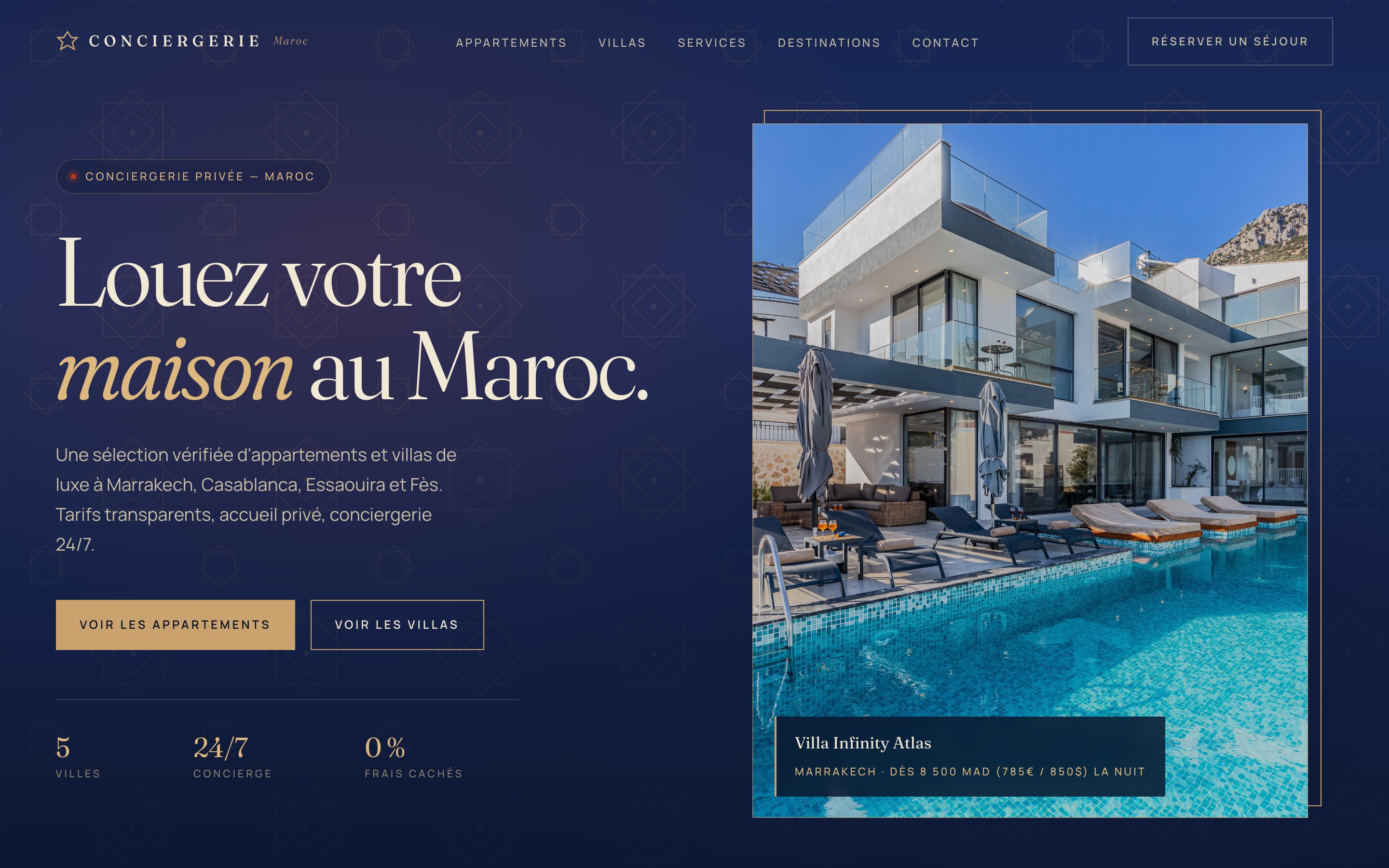 Aperçu du site Conciergerie Maroc