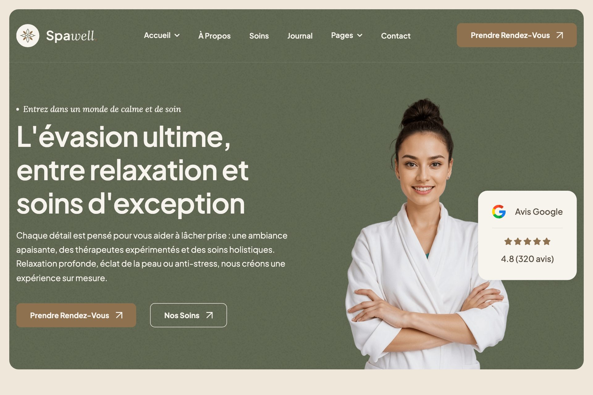Aperçu du site Site pour salon SPA