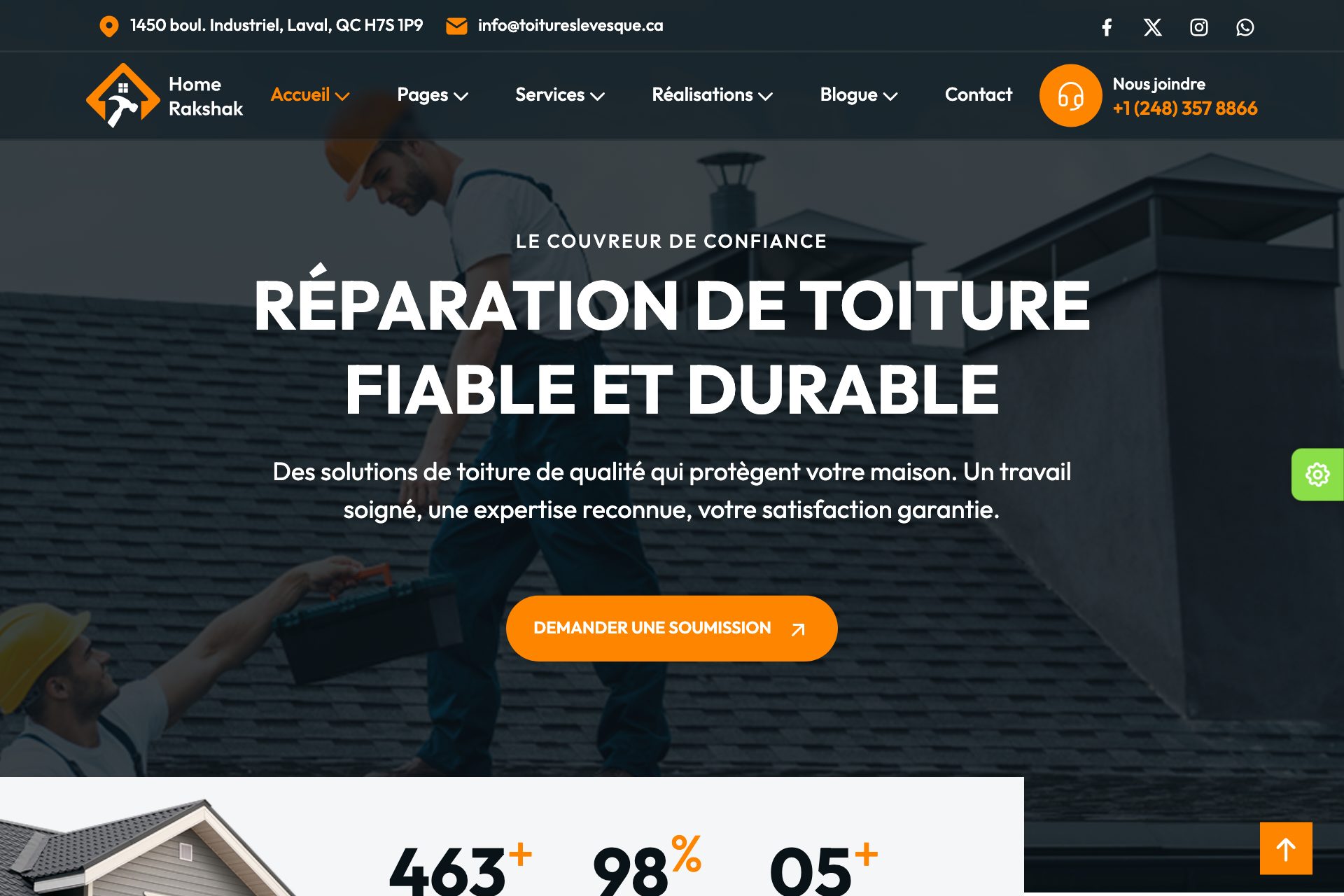 Aperçu du site Site couvreur